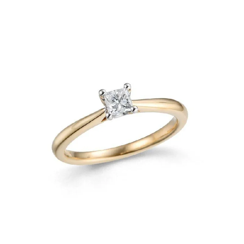 0.28ct Princess Cut Diamond Solitaire 18ct Yellow Gold Ring