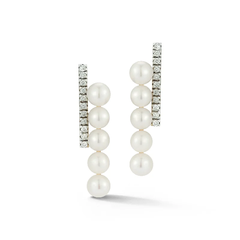 14kt Gold Diamond and Pearl Bypass Earring