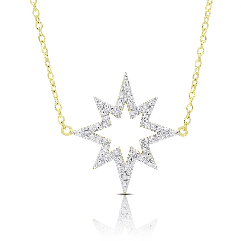 Finesque Gold Over Sterling Silver Diamond Accent Star Necklace