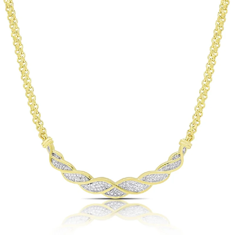 Finesque Gold or Rose Gold Overlay Diamond Accent Chevron Necklace