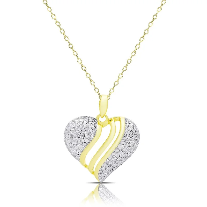 Finesque Gold Overlay Diamond Accent Heart Necklace