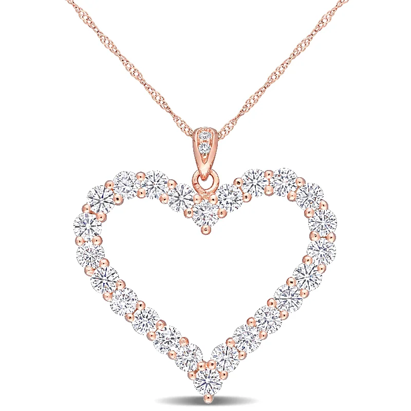 Miadora 2 2/5ct TGW Created Moissanite Heart Necklace in Rose Plated Sterling Silver