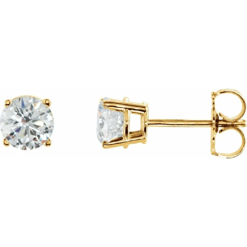 14k Yellow Gold 5 mm Round Stuller Moissanite Stud Earring for Women