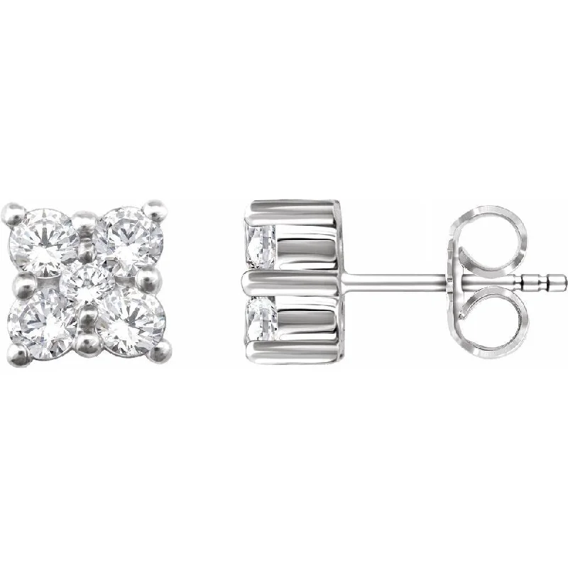 14k White Gold 1/2 CTW Diamond Cluster Earring for Women