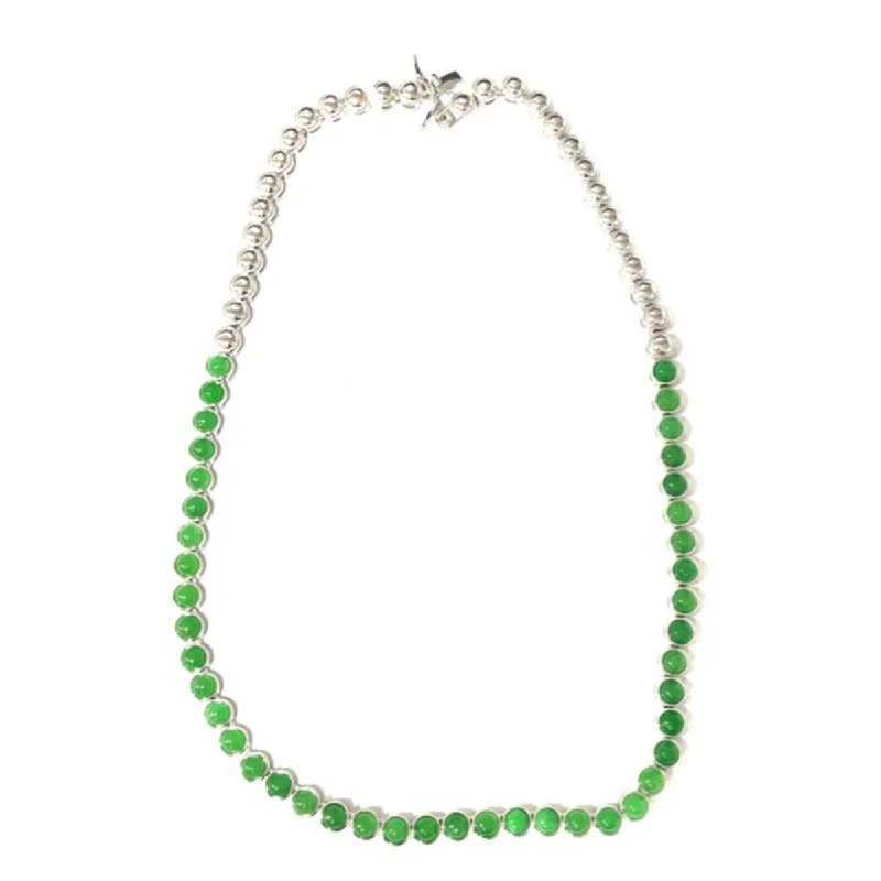 925 Sterling Silver Green Dyed Jade Necklace