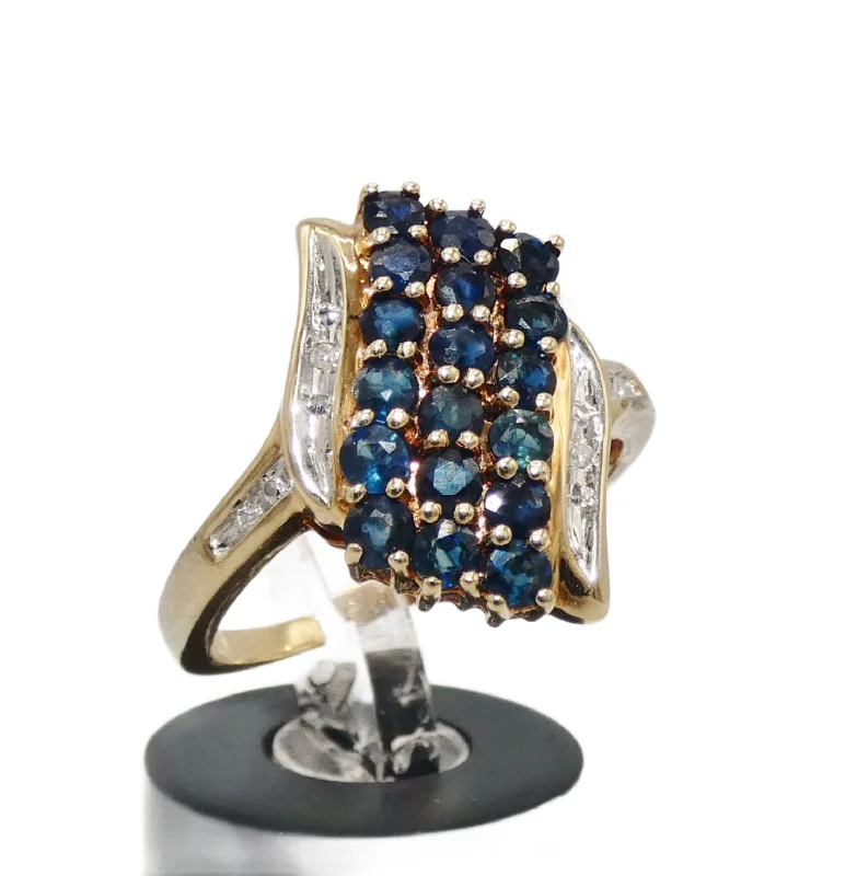 14K Gold Ring with Sapphires & Diamonds