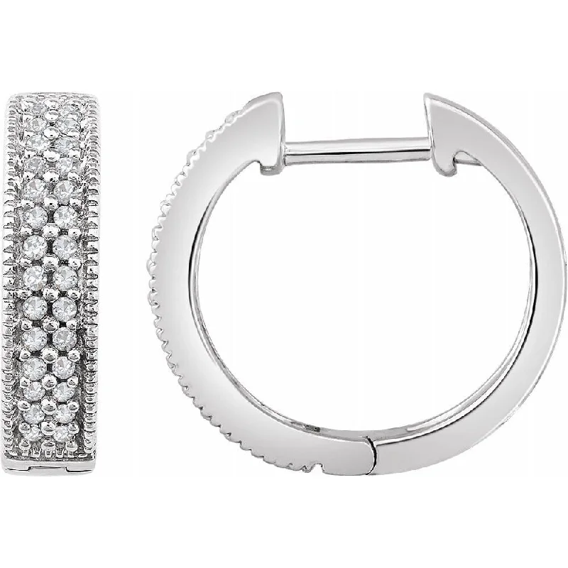 14k White Gold 1/4 CTW Diamond Hoop Earring for Women