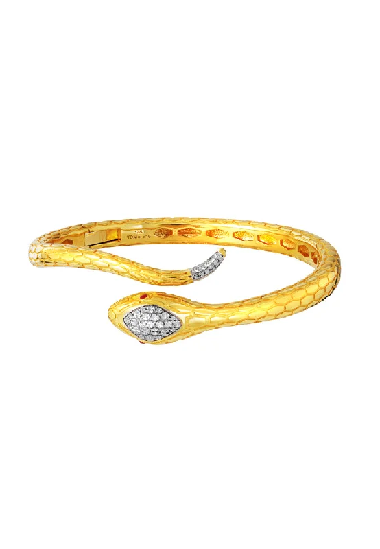 TOMEI Diamond Cut Collection, The Golden Snake Bangle, Yellow Gold 916