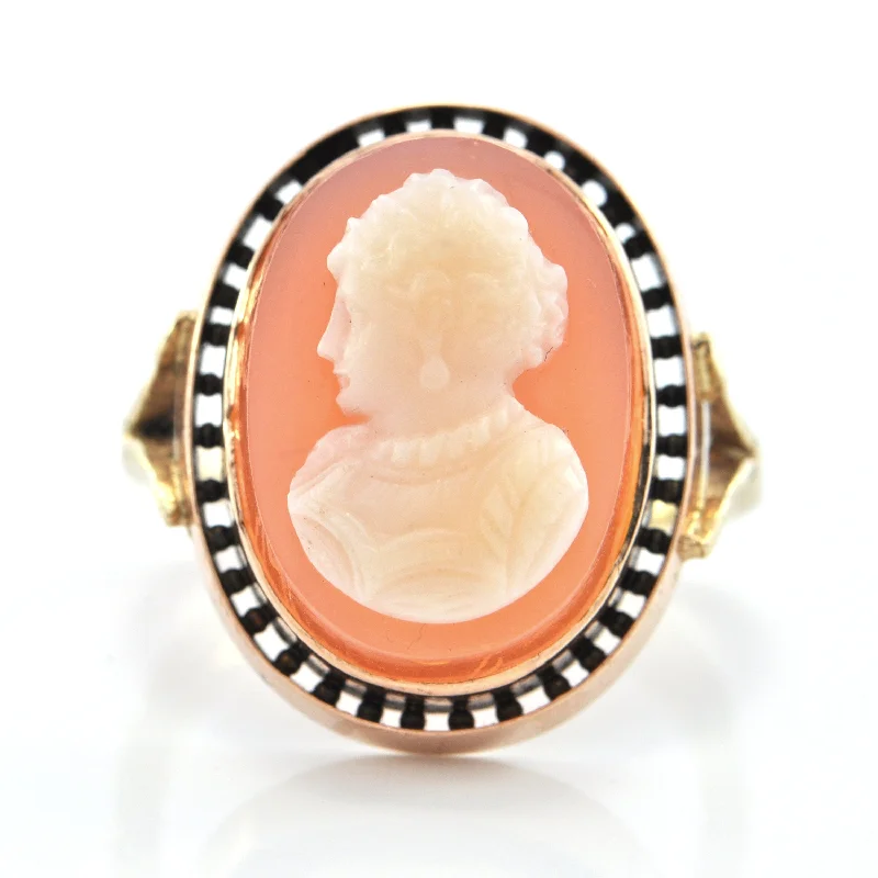 Vintage 14K Yellow and Rose Gold Shell Cameo Ring