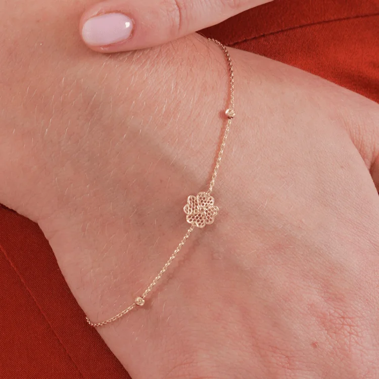 Real Gold Plain Flower Bracelet 0016 BR1448