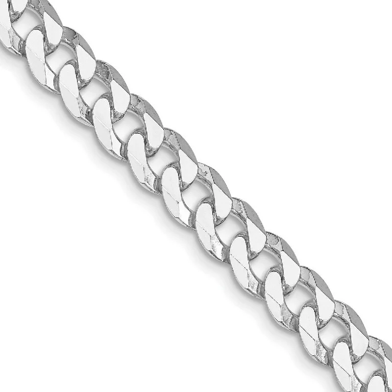 Curata 925 Sterling Silver Rhodium 7mm Beveled Curb Chain Necklace for Men