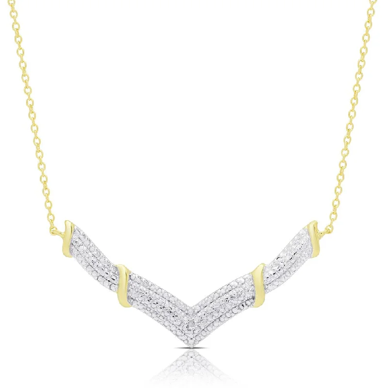 Finesque Gold Over Sterling Silver Diamond Accent Chevron Necklace