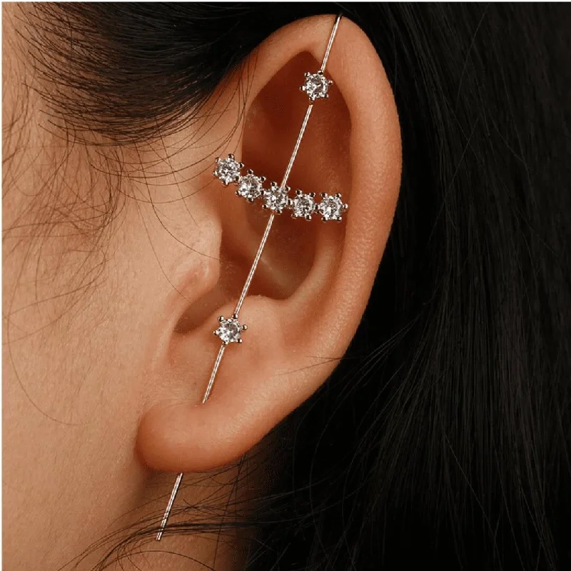 Rhodium Pull-Through Climber Crawler Earring with crystals from Swarovski